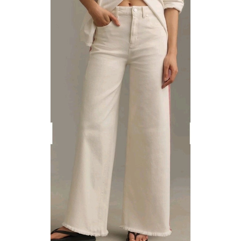 Anthropologie Pilcro Dishtowel Stripe Mid-Rise Wide Leg Jeans 28x28